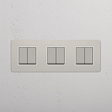Six-Unit Rocker Switch in Polished Nickel White on White Background