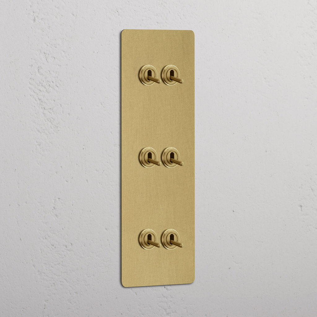Vertikaler Kipphebelschalter mit 6 Kipphebeln – Antikes Messing – elegantes Design