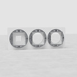 Transparent-schwarzer Schalterrahmen für 1 Keystone und 2 EU-Steckdosen, rundes Design mit drei kreisförmigen Rahmen.