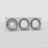 Lackierbare Schalterplatten EU: Dreifachrahmen mit 1x Keystone & 2x abgerundeten Steckdoseneinsätzen, lackierbar.