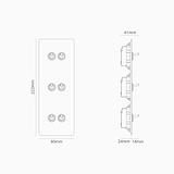 Kipphebelschalter 6x in vertikalem Dreifachrahmen – Bronze