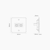 RJ45-Anschluss 2x in Einfachrahmen – Durchsichtig + Weiß