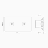 USB-C-Anschluss (30 W) 2x in Zweifachrahmen – Antikes Messing + Weiß