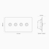 Kipphebelschalter 4x in Zweifachrahmen – Durchsichtig + Antikes Messing
