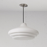 Brookfield große hängende Deckenleuchte aus Opalglas, poliertes Nickel, elegante Ergänzung für große Räume.
