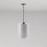Hängende Pendelleuchte mit geripptem Glasschirm, passend zum modernen Dekor.