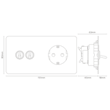 Kipphebel 2x & SchuKo-Modul 1x in Zweifachrahmen rund – Antikes Messing + Schwarz  