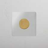 Interruptor individual con regulador de luz en latón antiguo y traslúcido - Control de luz ajustable para el hogar, sobre fondo blanco