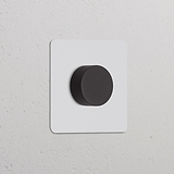 Regulador de luz pintable y bronce en un marco individual blanco, ideal para controlar la iluminación del hogar.