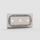 Triple Outlet Switch Plate in Polished Nickel EU - Three-Outlet Light Switch Plate in Polished Nickel on White Background