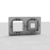Plaque d'interrupteur double avec inserts Keystone et Carré 45 mm, pouvant être peinte pour interrupteurs de style UE.