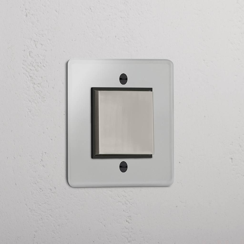 Central Single Rocker Switch in Clear Polished Nickel Black - Efficient Lighting Management Accessory