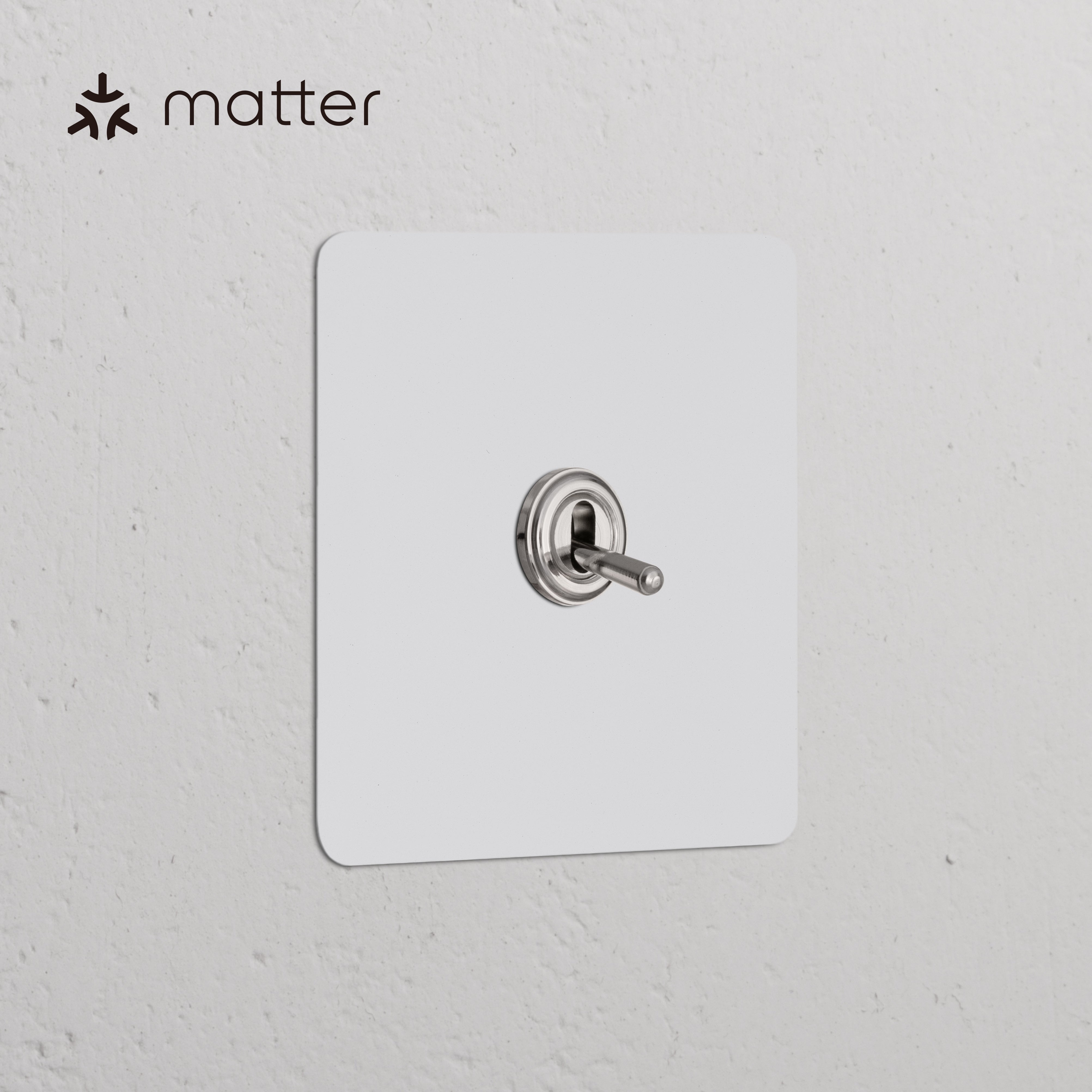 Bouton Poussoir Connecté à Levier (Plaque Simple) - Nickel Poli Peignable