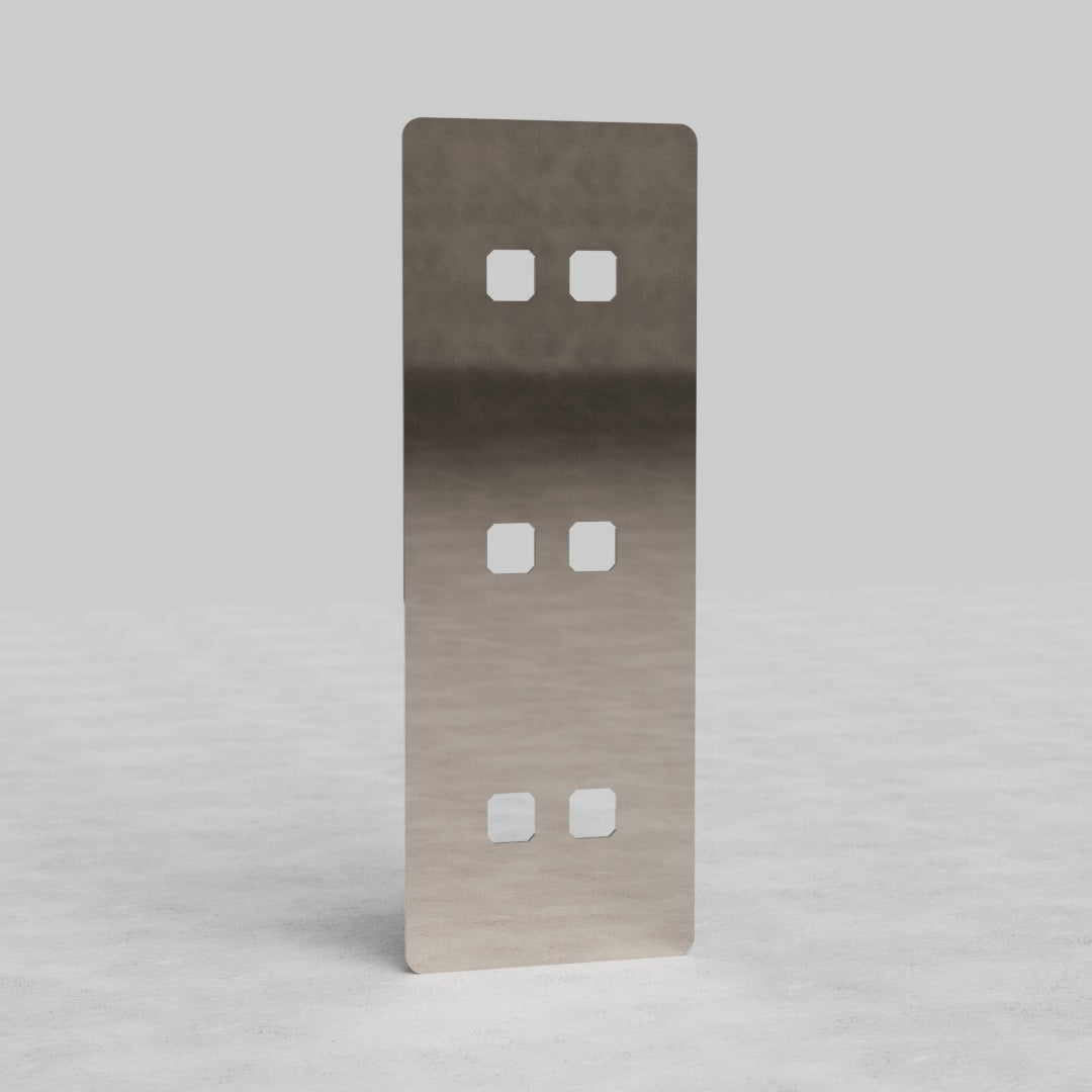 Vertical Six Outlet Triple Switch Plate in Polished Nickel EU - Space-Efficient Light Control Accessory