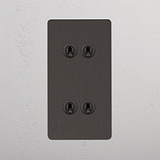 Double Vertical Toggle Switch in Bronze with 4 Levers on White Background