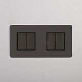 Elegant Double Rocker Switch in Bronze Black with 4 Positions on White Background