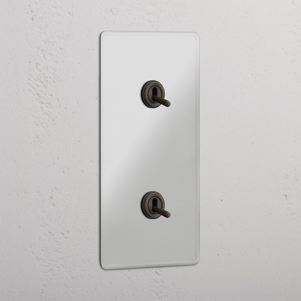 Vertical Double Toggle Switch in Clear Bronze - User-friendly Light Management Tool