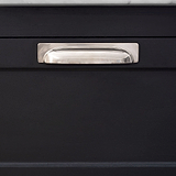 Polished Nickel Elm Cup Handle on Black Furniture