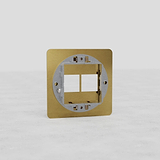 Single Switch Plate with Double Keystone in Antique Brass - Vintage European Home Accessory on White Background