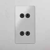 Vertical Double Toggle Switch with Four Levers in Clear Bronze - Robust Light Control Accessory on White Background