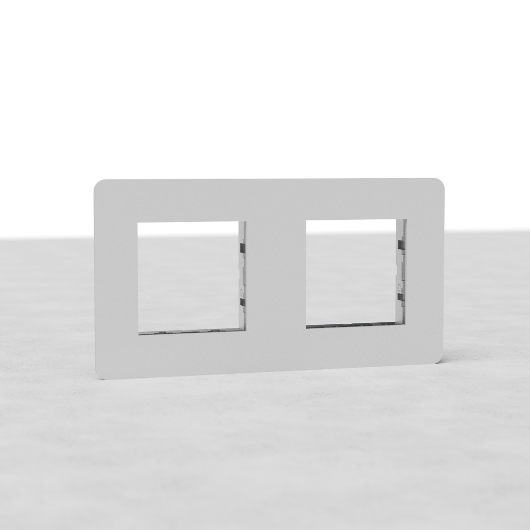 Plaque d'interrupteur double rectangulaire peignante pour UE, Plaque (Double) Insert 45 mm design Carré, sur surface claire.