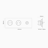 Interrupteur VV à Levier & Prise de Courant Ronde Type E x2 (Plaque Double) - Laiton Ancien Peignable Insert Blanc