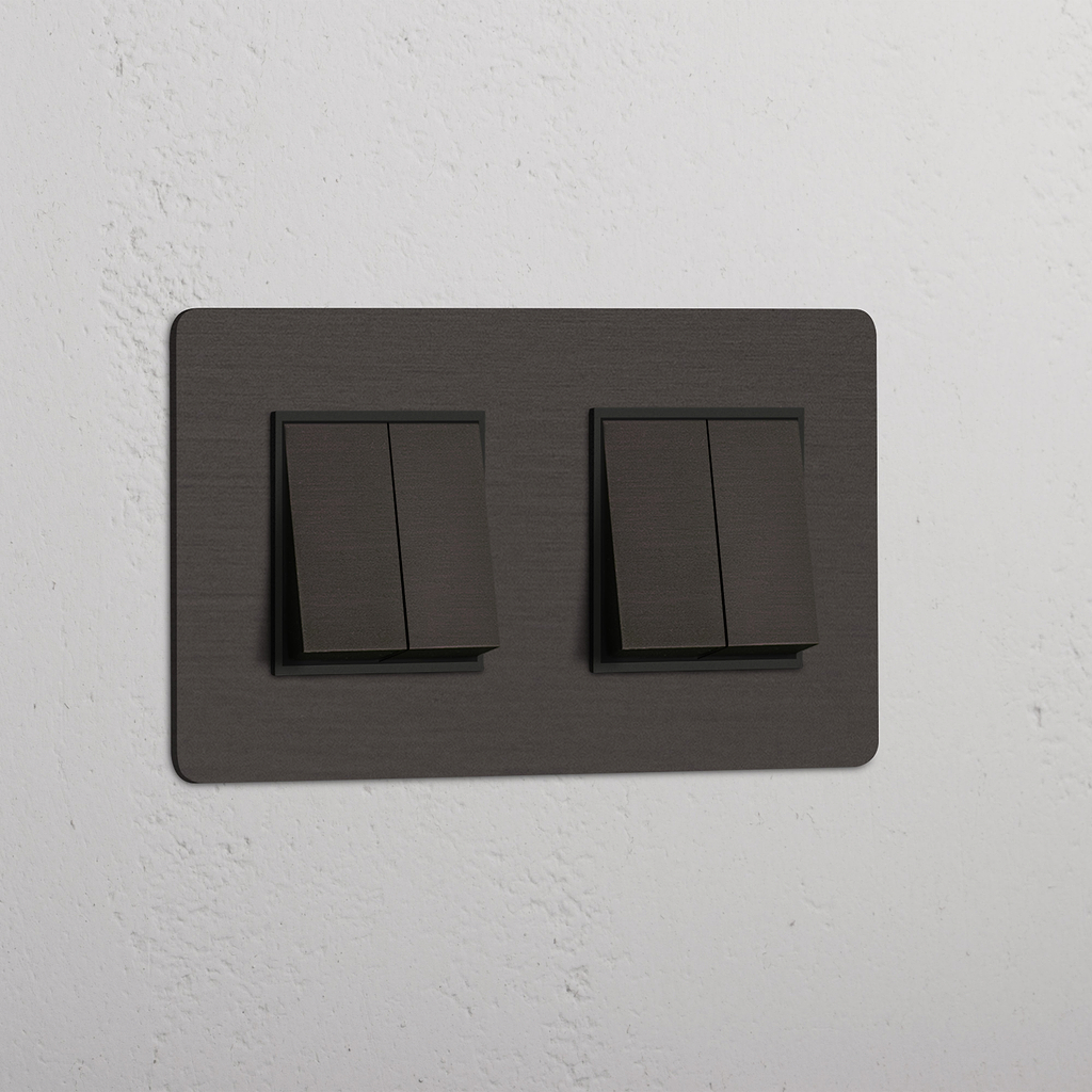 Elegant Double Rocker Switch in Bronze Black with 4 Positions - Seamless Operation