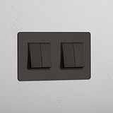 Elegant Double Rocker Switch in Bronze Black with 4 Positions - Seamless Operation