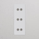 Panneau vertical triple avec six interrupteurs à levier en nickel poli, Interrupteur VV à Levier x6 Vertical (Plaque Triple).