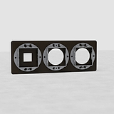 Plaque métallique en bronze comportant un insert Keystone et deux inserts Rond, idéale pour les applications murales décoratives.