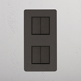 High-Capacity Double Vertical Rocker Switch in Bronze Black with 4 Positions on White Background