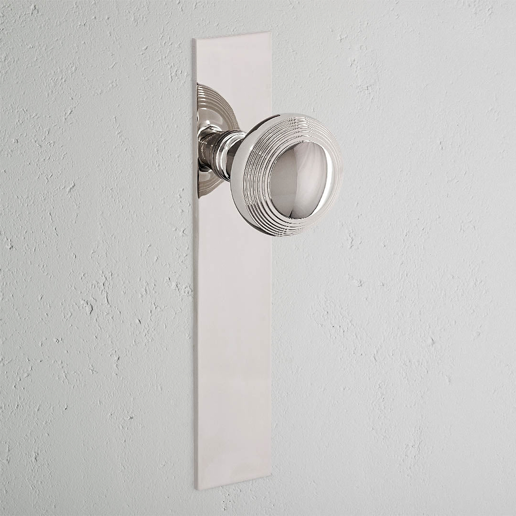 Poplar Bouton de Porte Fixe à Plaque Longue - Nickel Poli