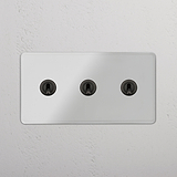 Clear Bronze Triple Toggle Switch - Comprehensive Light Management Tool on White Background