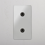 Vertical Double Toggle Switch in Clear Bronze - User-friendly Light Operation Accessory on White Background