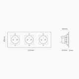 Prise de Courant Ronde Type E x3 (Plaque Triple) - Transparent (Insert Blanc)