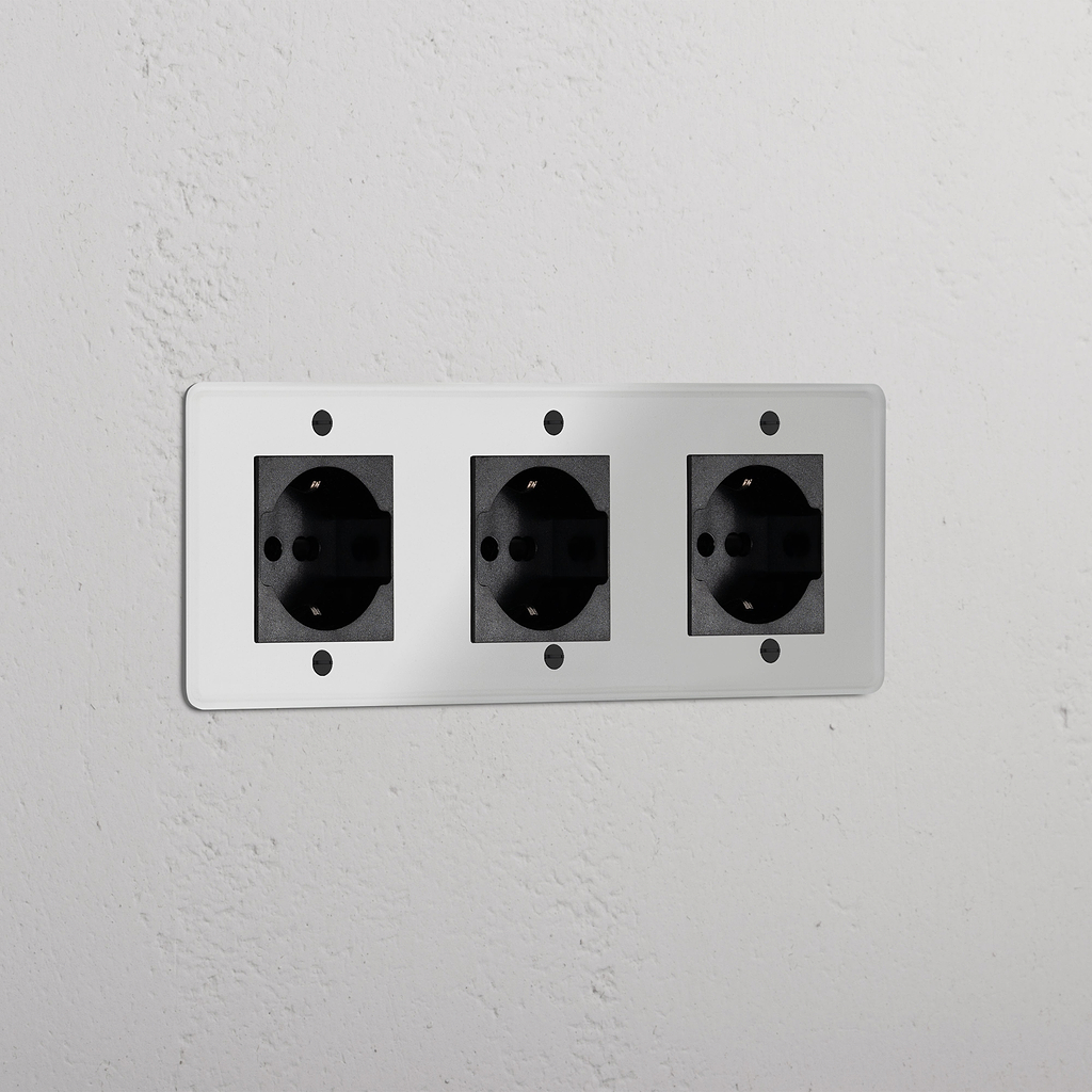 Modulo Triplo 3x Schuko/Bipasso in Nero Trasparente