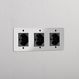 Modulo Triplo 3x Schuko/Bipasso in Nero Trasparente
