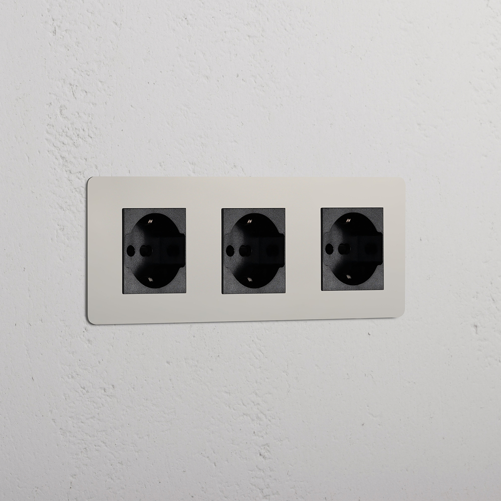 Modulo Triplo 3x Schuko/Bipasso in Nichel Lucido Nero