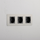 Modulo Triplo 3x Schuko/Bipasso in Nichel Lucido Nero