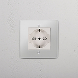 Presa Modulo Singolo Schuko/Bipasso, finitura bianco trasparente, design moderno per Prese Singole & Moduli.
