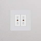 Presa elettrica a muro verniciabile bianca con Modulo di Alimentazione Bipasso 2x Singolo per accesso alla corrente.
