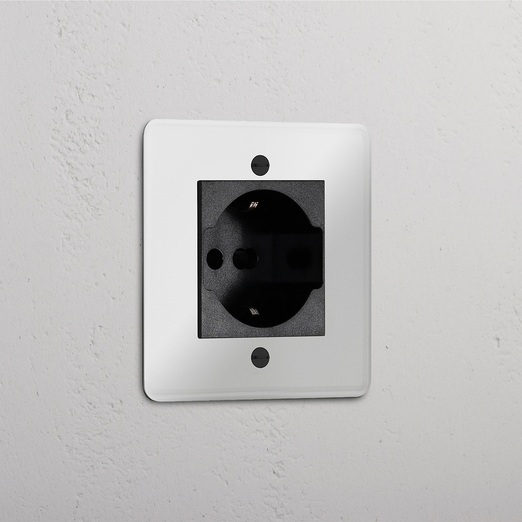 Modulo Singolo Schuko/Bipasso in Nero Trasparente