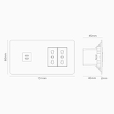 Modulo Doppio USB 30W & 2x Bipasso - Ottone Antico Bianco