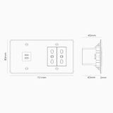 Modulo Doppio USB 30W & 2x Bipasso - Trasparente Bianco