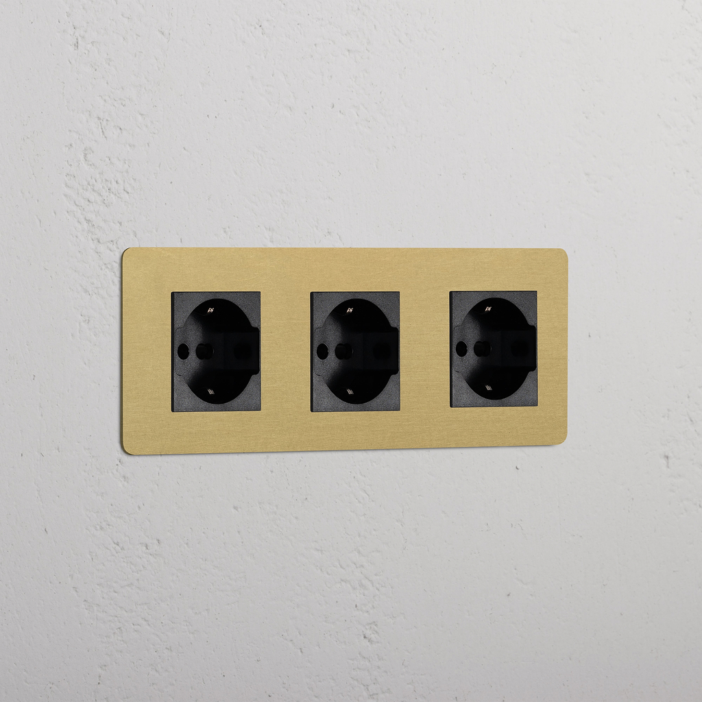 Modulo Triplo 3x Schuko/Bipasso in Ottone Antico Nero