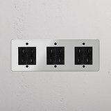 Modulo Triplo 6x Bipasso - Modulo triplo nero trasparente, design moderno, integrazione con pareti strutturate.