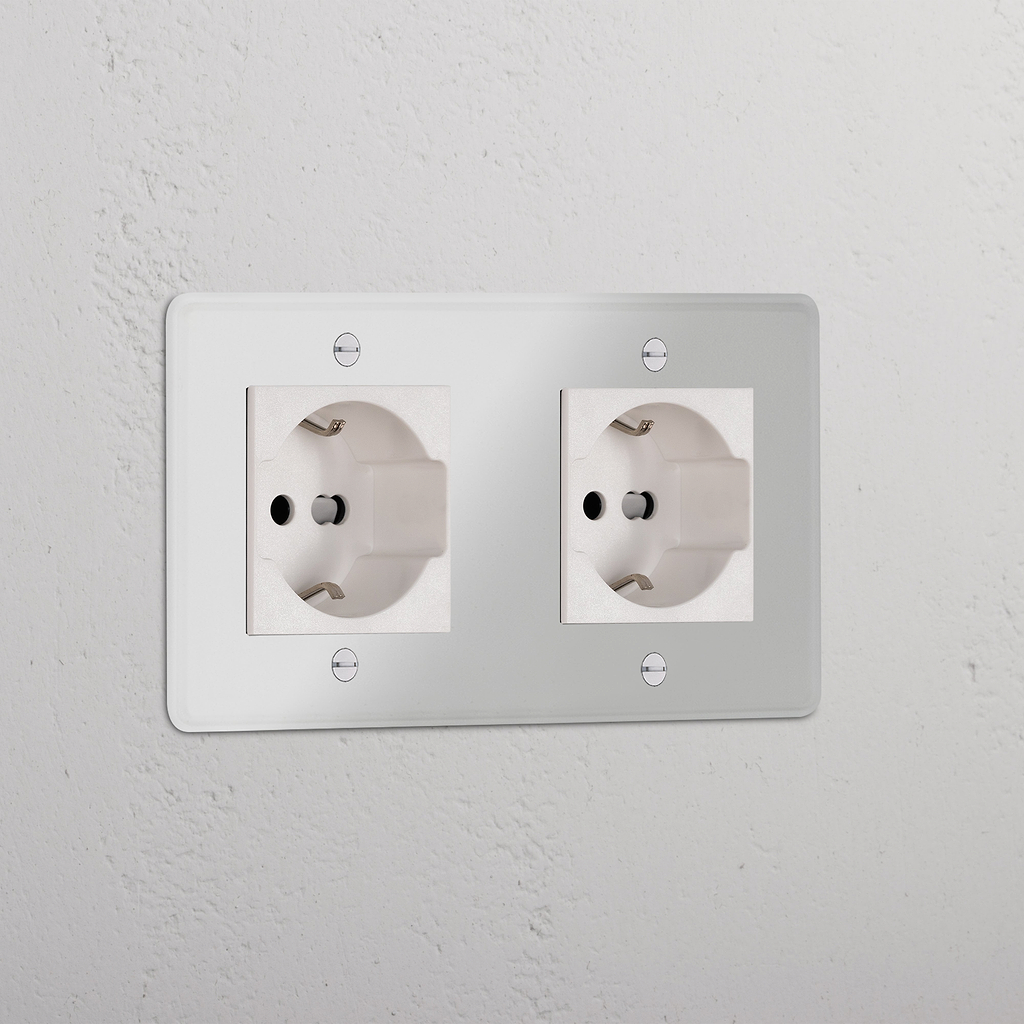 Modulo Doppio 2x Schuko/Bipasso in Bianco Trasparente
