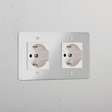 Modulo Doppio 2x Schuko/Bipasso in Bianco Trasparente