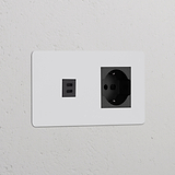 Modulo USB da 30 W e modulo di alimentazione Schuko/Bipasso; finitura verniciabile in nero, ideale per l'utilizzo con due prese.