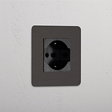 Modulo Singolo Schuko/Bipasso in Bronzo Nero